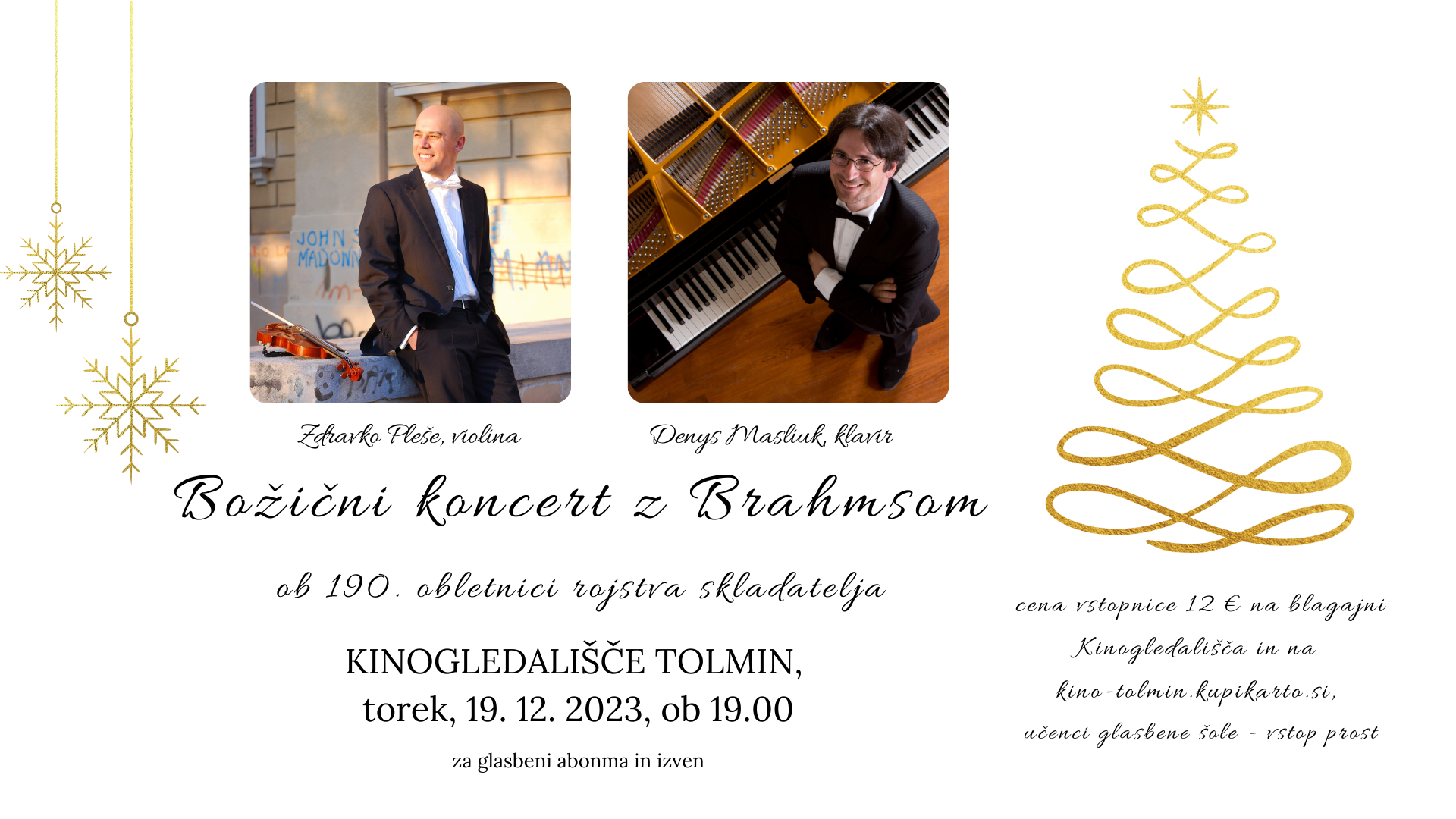 BOŽIČNI KONCERT Z BRAHMSOM, ob 190. obletnici rojstva skladatelja