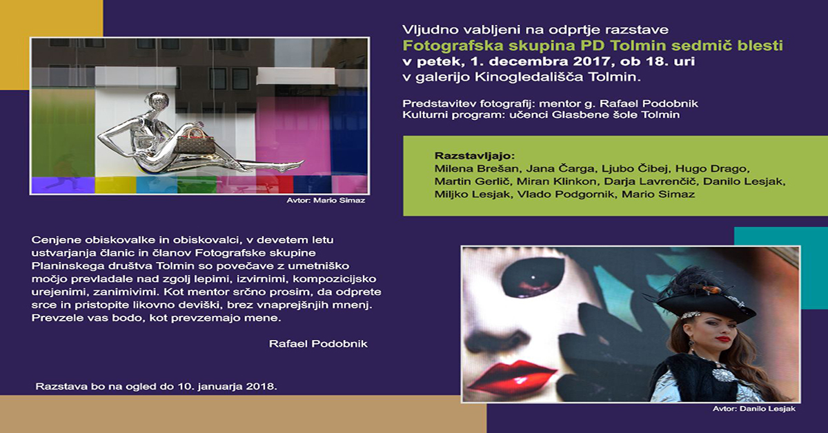 ODPRTJE FOTOGRAFSKE RAZSTAVE FOTOGRAFKE SKUPINE PD TOLMIN